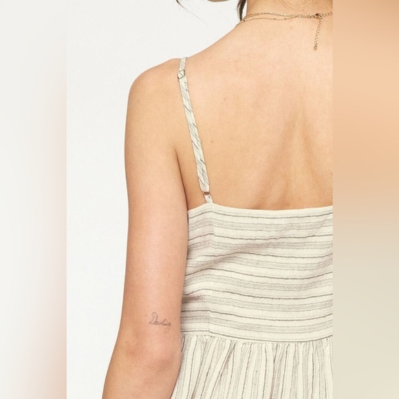 Francesca’s Elegant Cream Striped min Dress - Picture 7 of 10